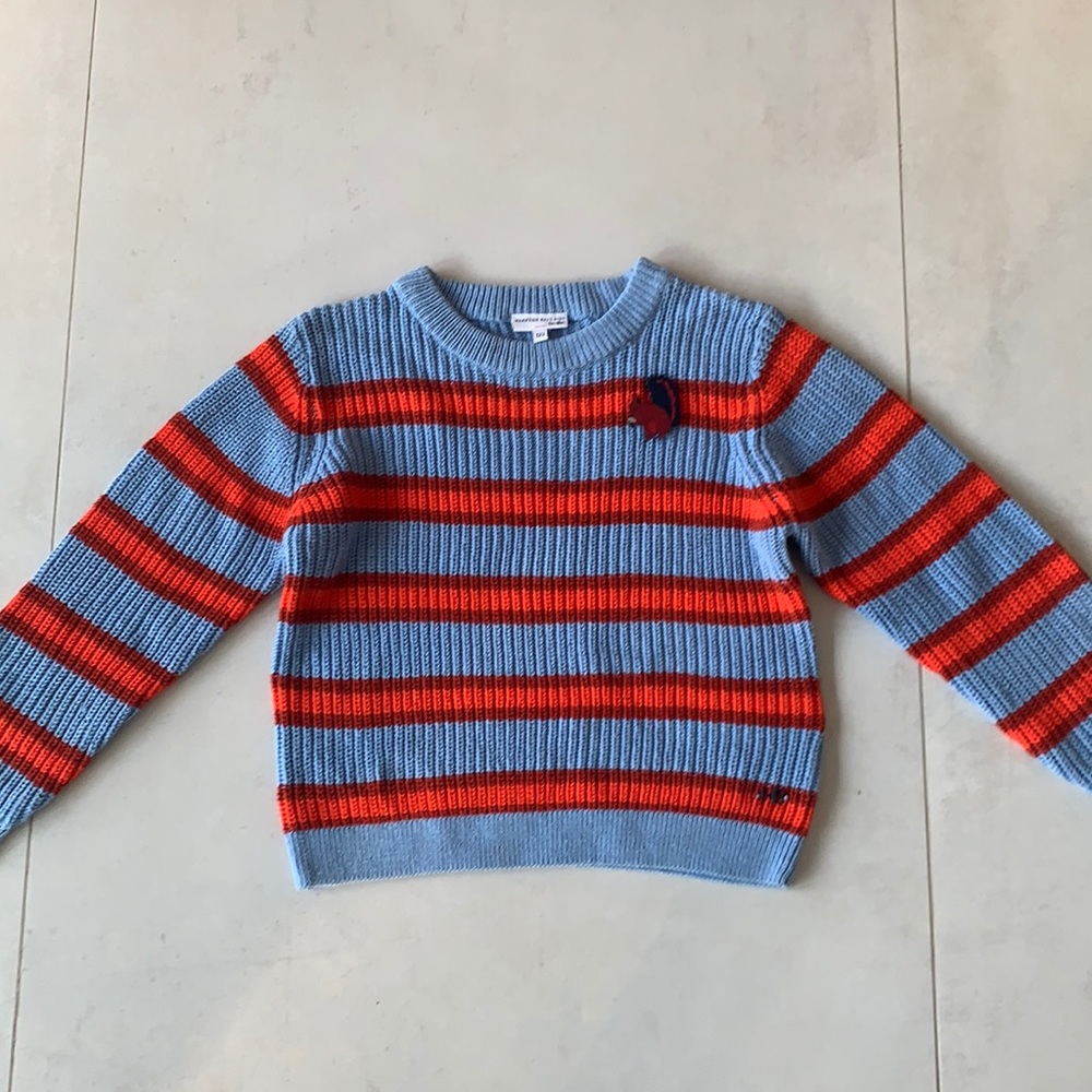 Raccoon Patch Strip Sweater